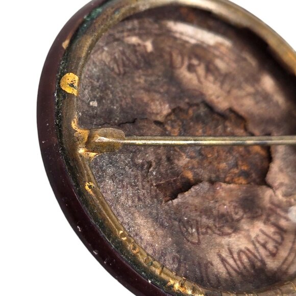 Antique Celluloid Photo Button Of A Gentleman with Beard Rust Back Pin "C" Clasp - Picture 3 of 6